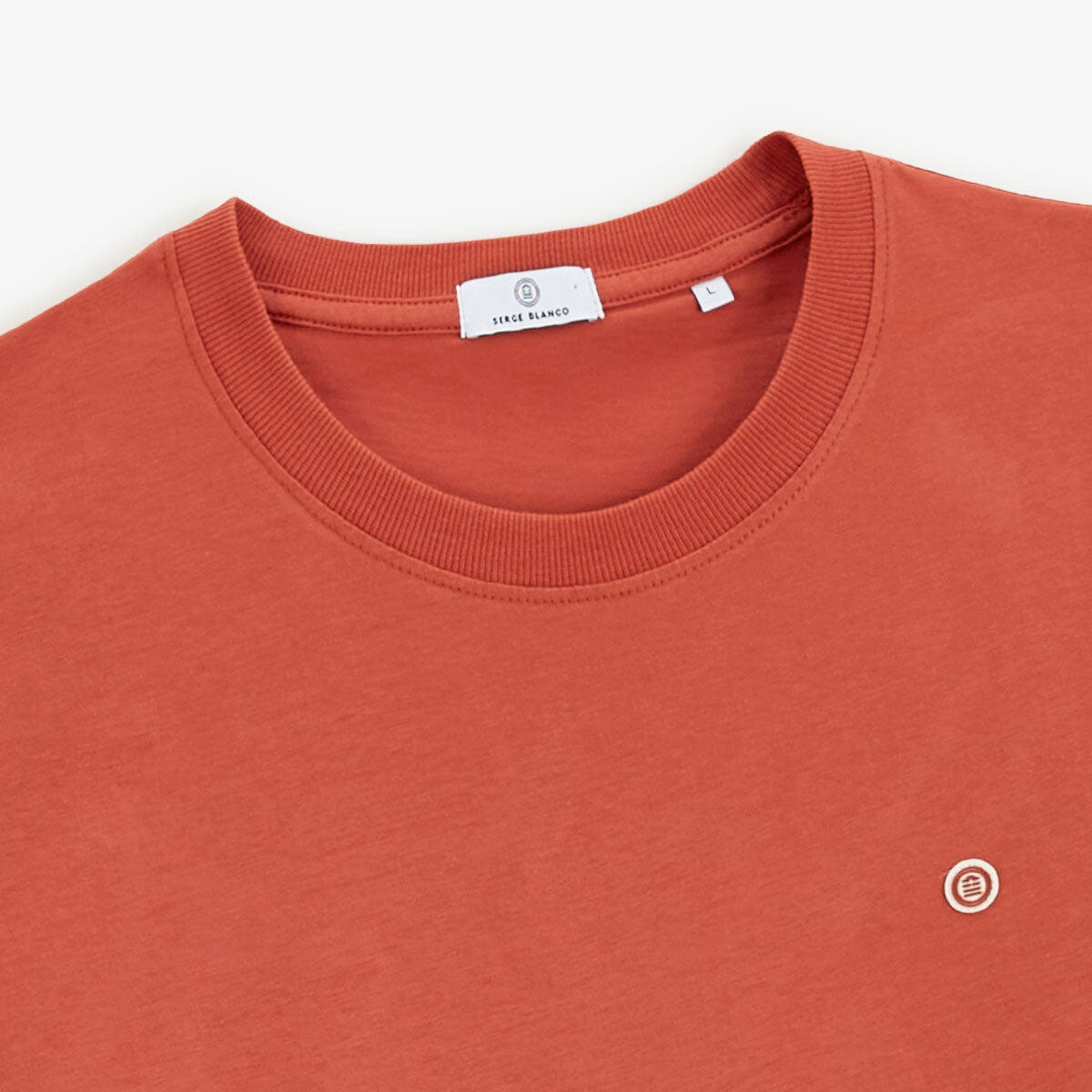 Camiseta de cuello redondo naranja óxido de algodón estampada BLANCO BIARRITZ 4/6