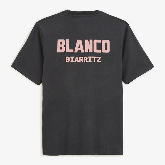 T-shirt col rond gris carbone en coton imprimé dos BLANCO BIARRITZ