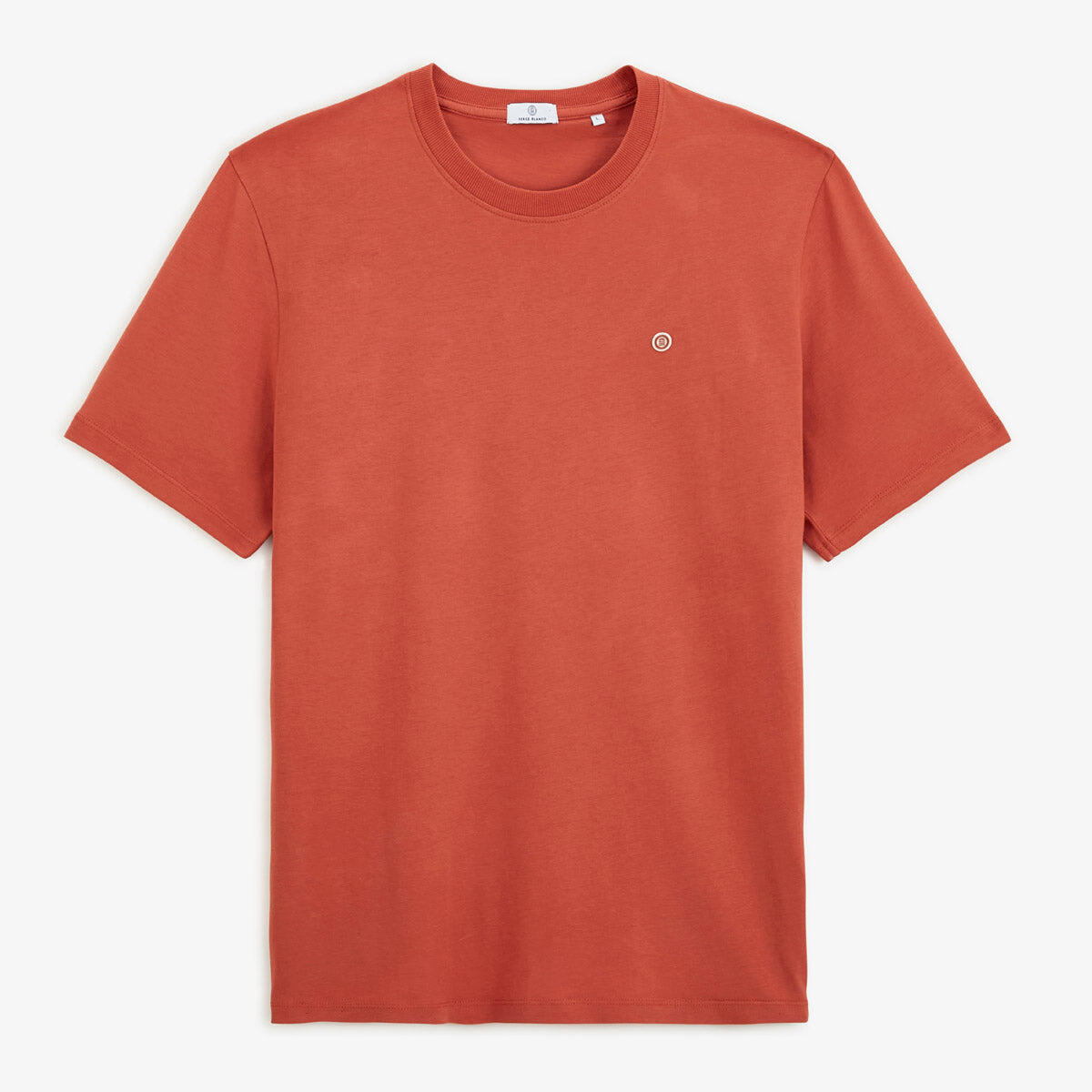 Camiseta de cuello redondo naranja óxido de algodón estampada BLANCO BIARRITZ 3/6