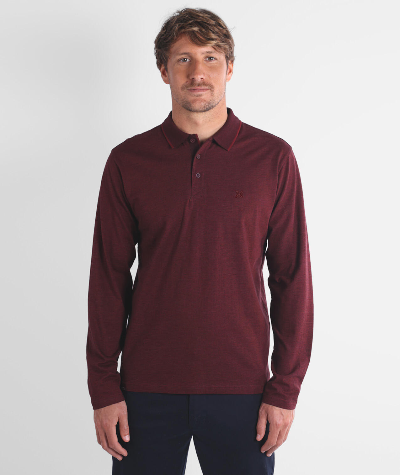 Polo manches longues texture NAVAL 2/4