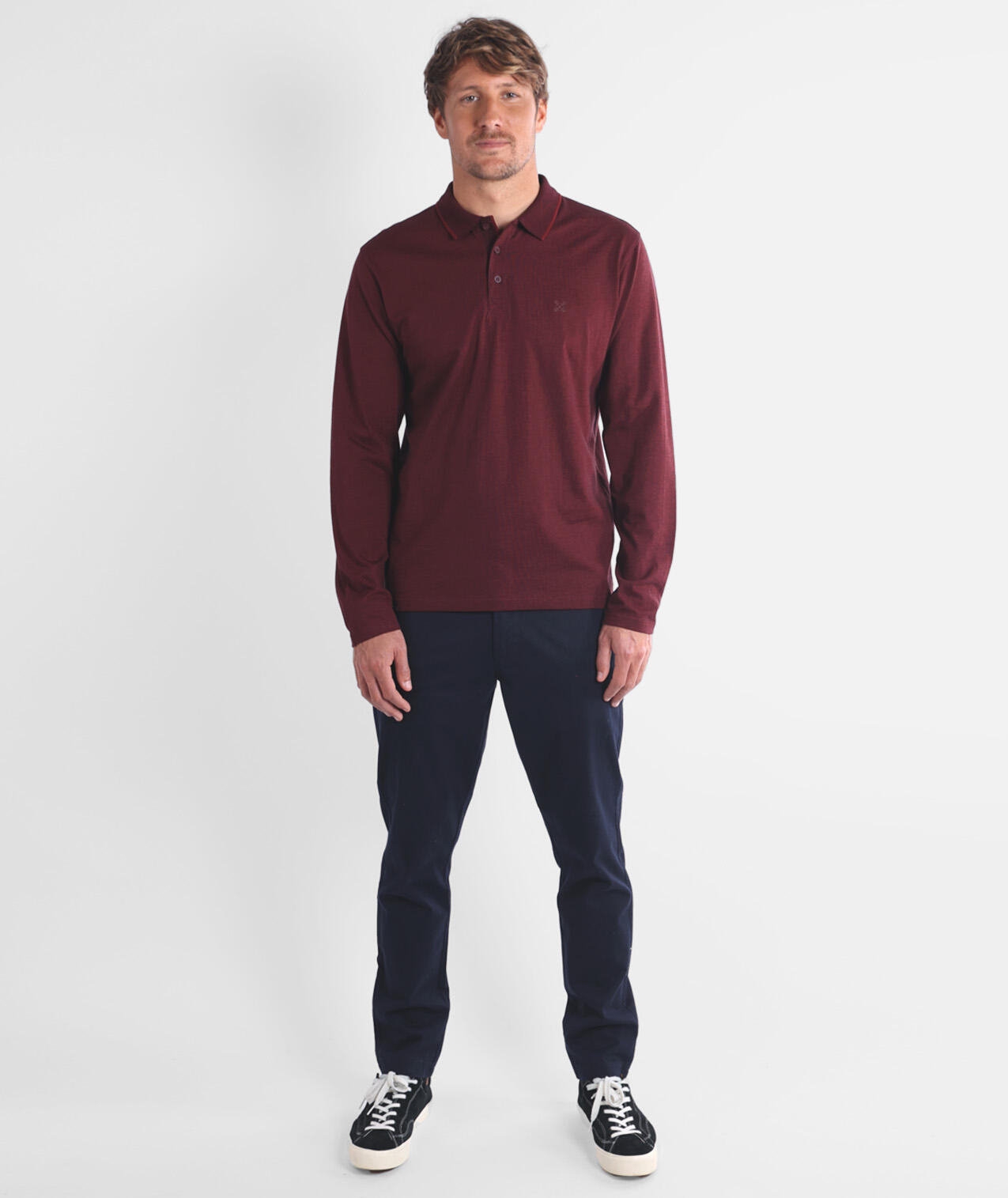 Polo manches longues texture NAVAL 4/4