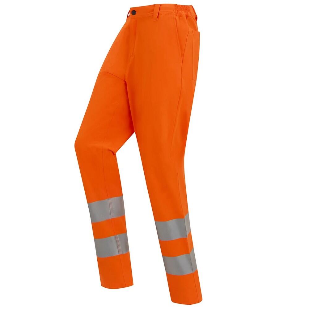 Mens Pro Contract Stretch HiVis Work Trousers (Orange) 3/3
