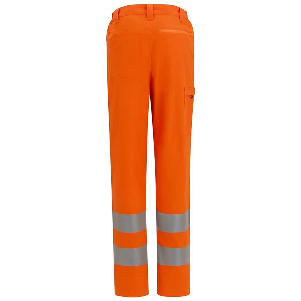 Mens Pro Contract Stretch HiVis Work Trousers (Orange) 2/3