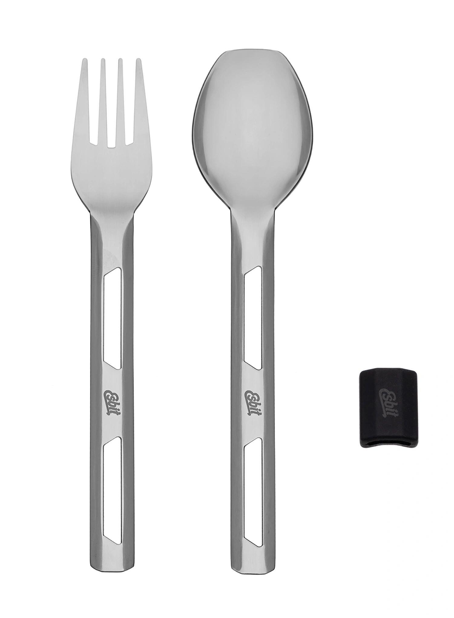 Sztućce turystyczne Esbit Cutlery Set Incl. Silicone Band L - black 2/7
