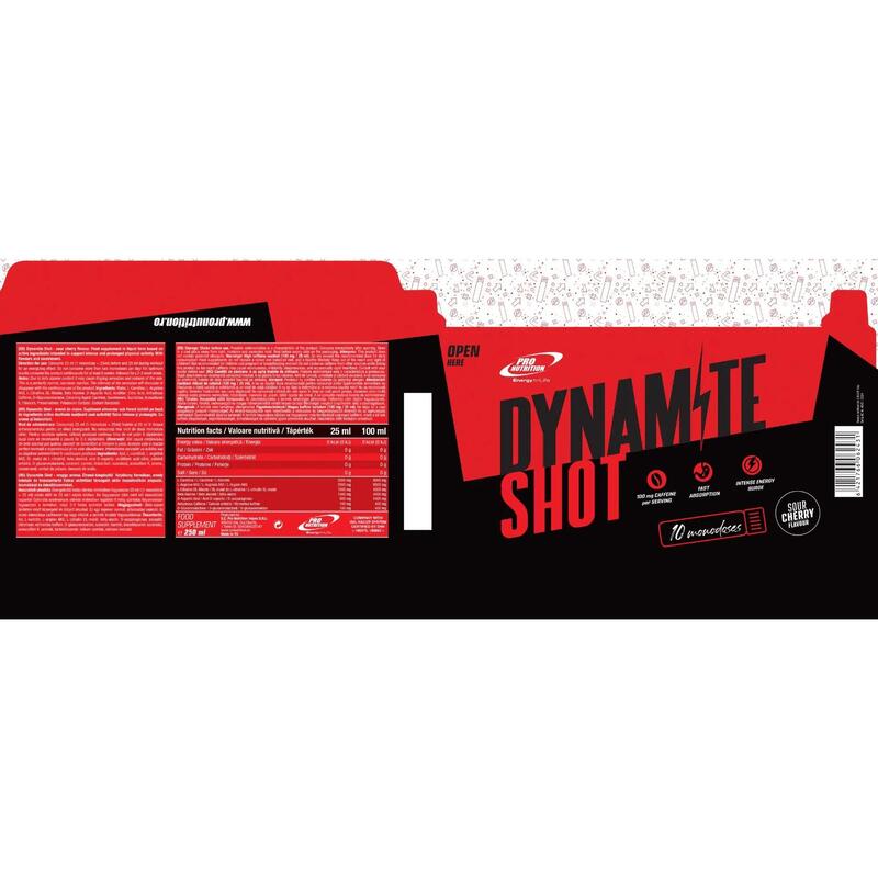 Doze energizante pre-workout, Dynamite Shot - Sour Cherry, 10 monodoze x 25ml