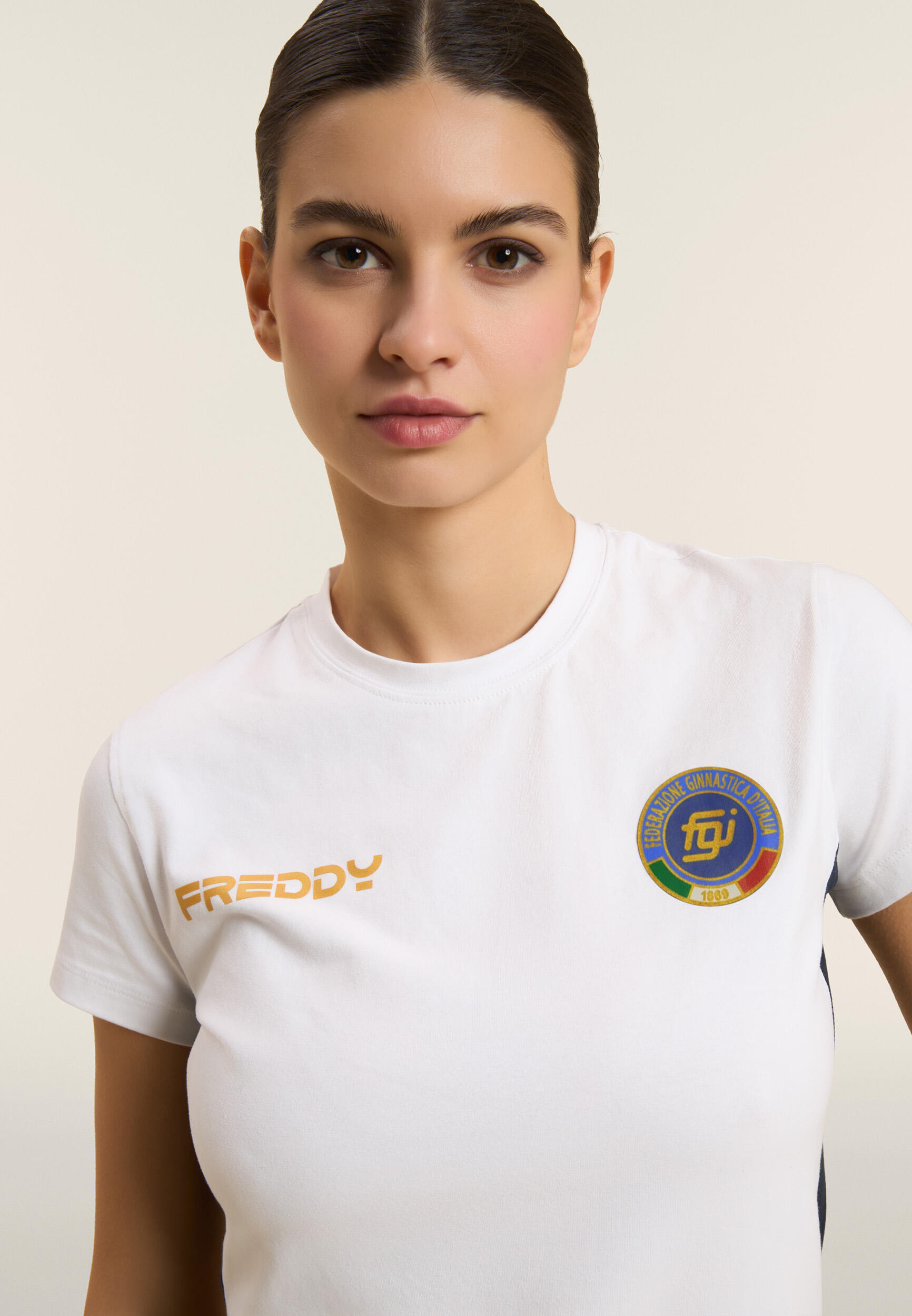T-shirt Donna Italia FGI Bianca in Jersey Elasticizzato 5/5