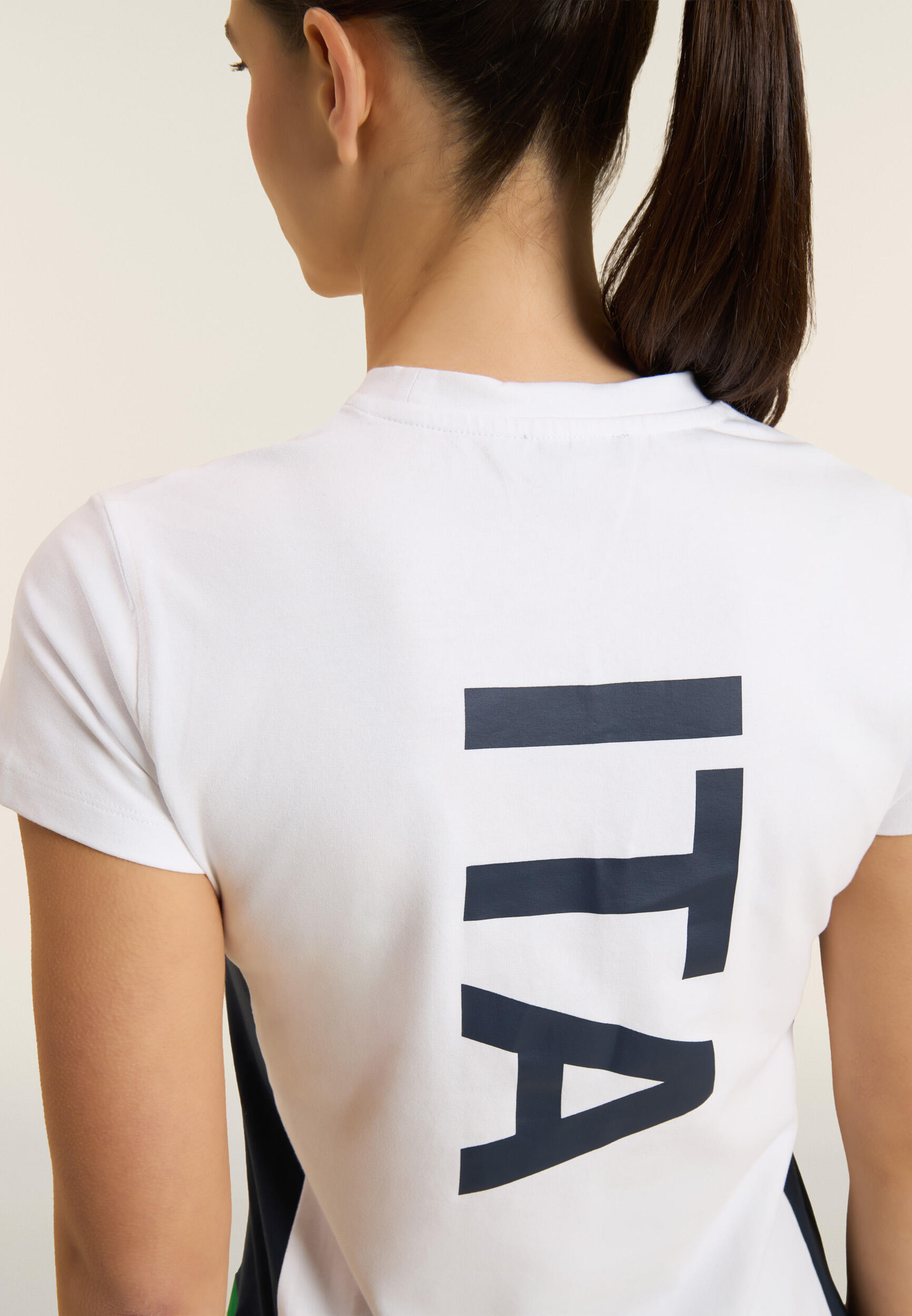 T-shirt Donna Italia FGI Bianca in Jersey Elasticizzato 4/5