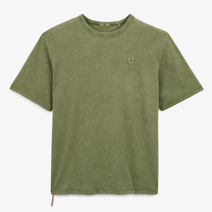 T-shirt col rond en jersey de coton slub pigment dye vert militaire