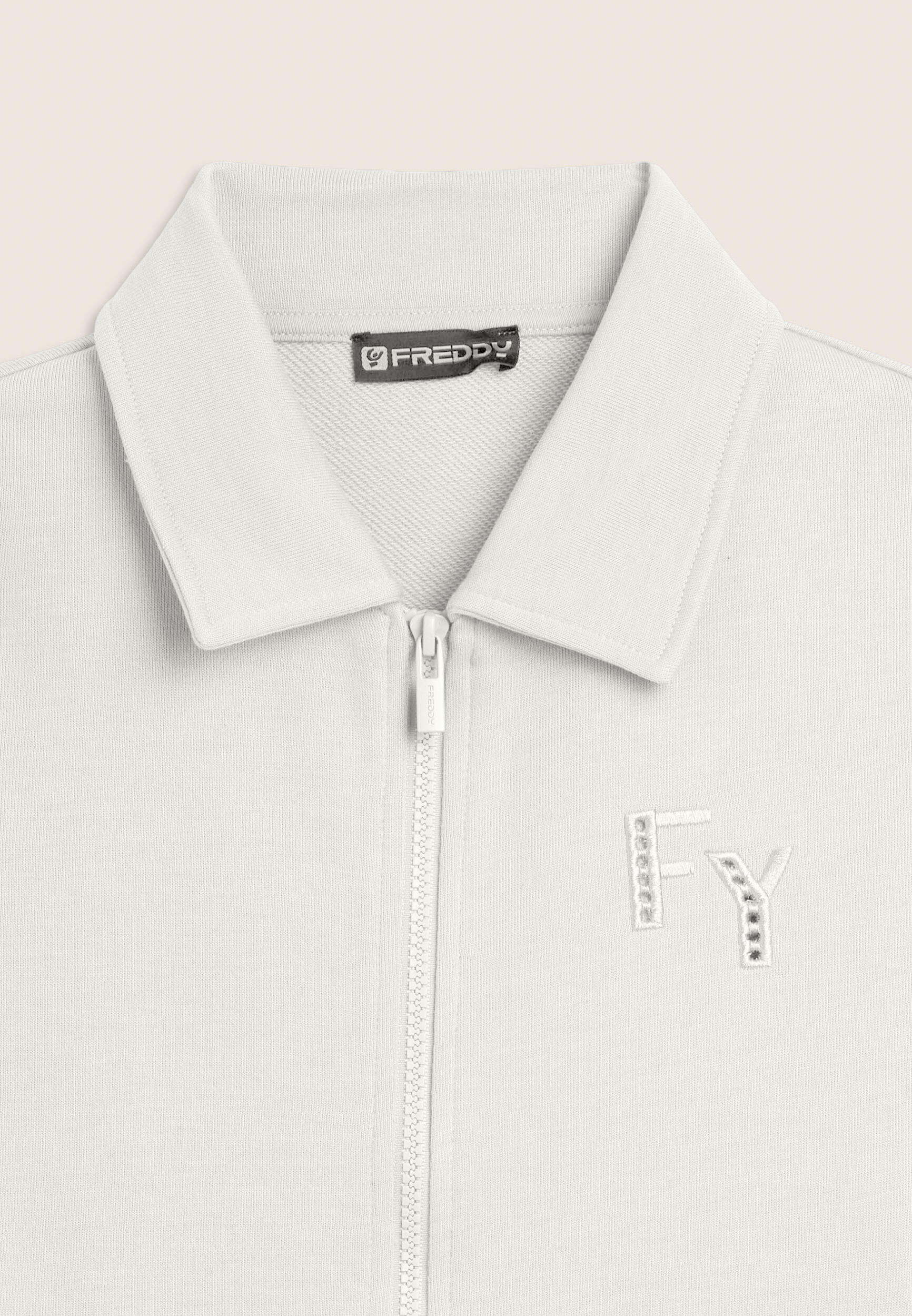 Felpa con Collo a Camicia, Zip e Dettagli Ricamati 3/3