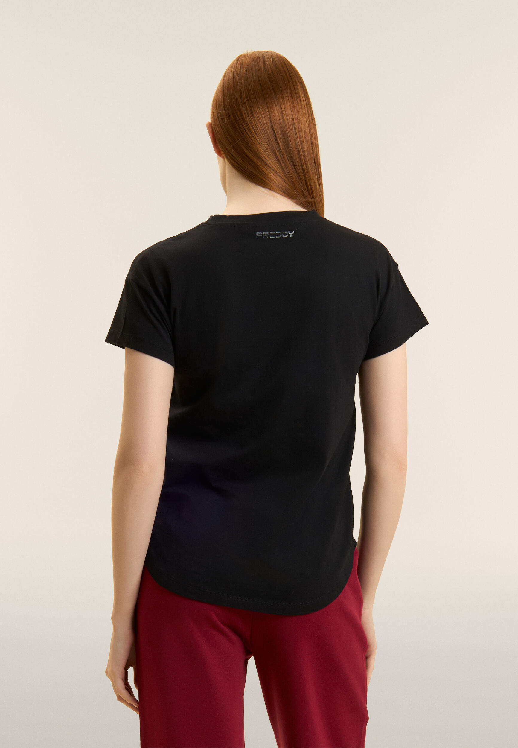 T-shirt con Maniche ad Aletta e Logo Ricamato 3/5
