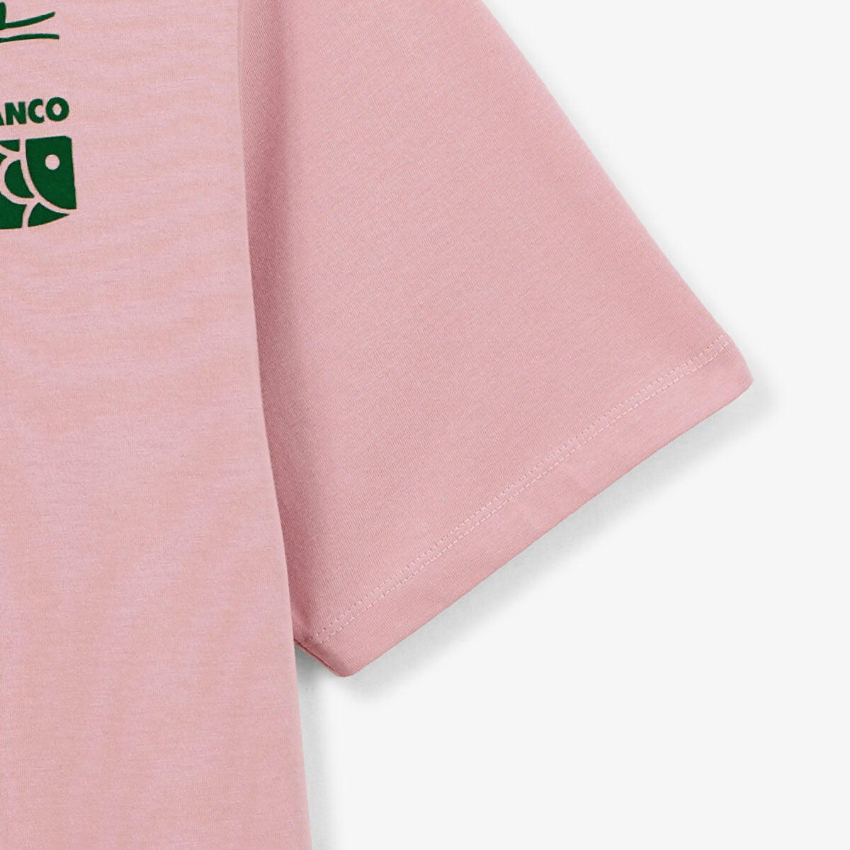 T-shirt col rond imprimé poitrine en coton rose 5/6