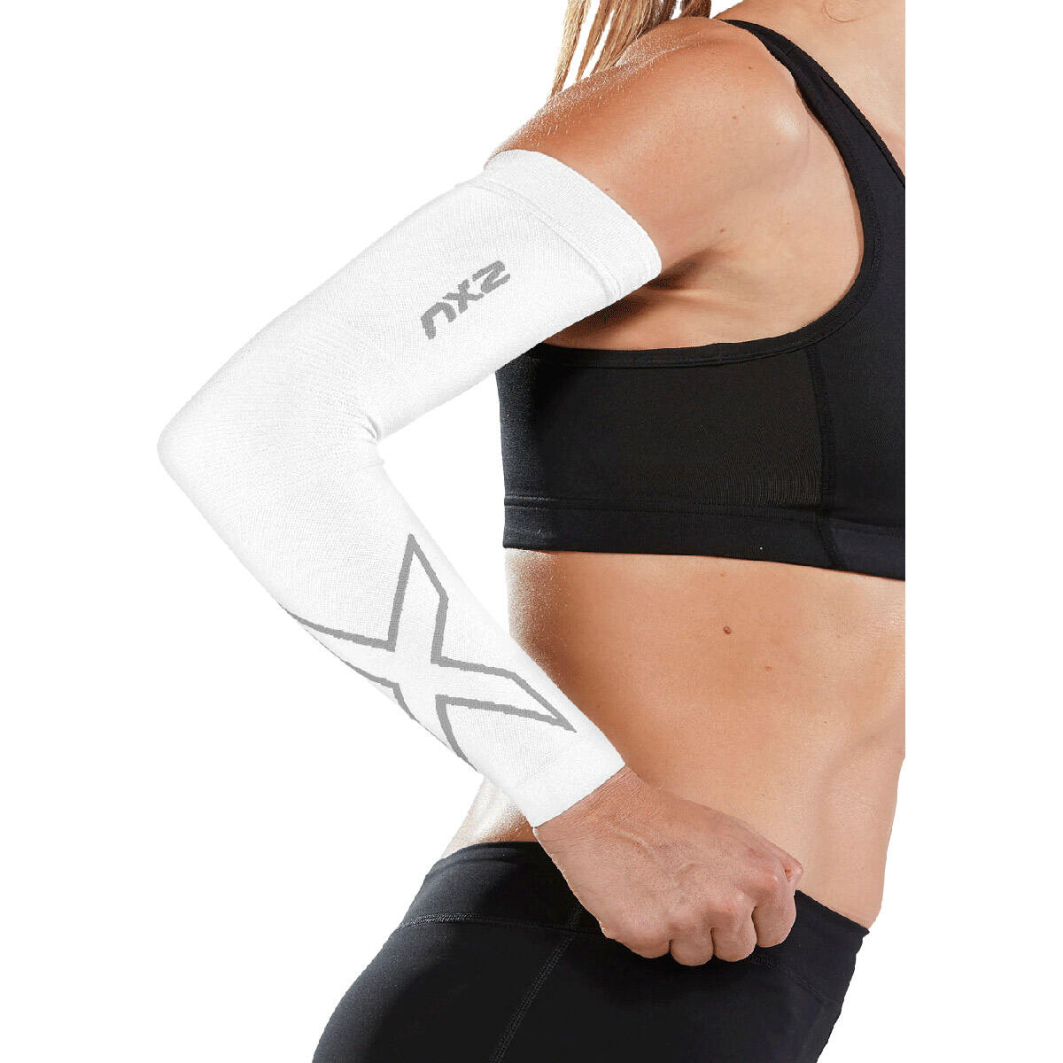 Flex Run Comp Arm Sleeves 2XU Blanco 3/3