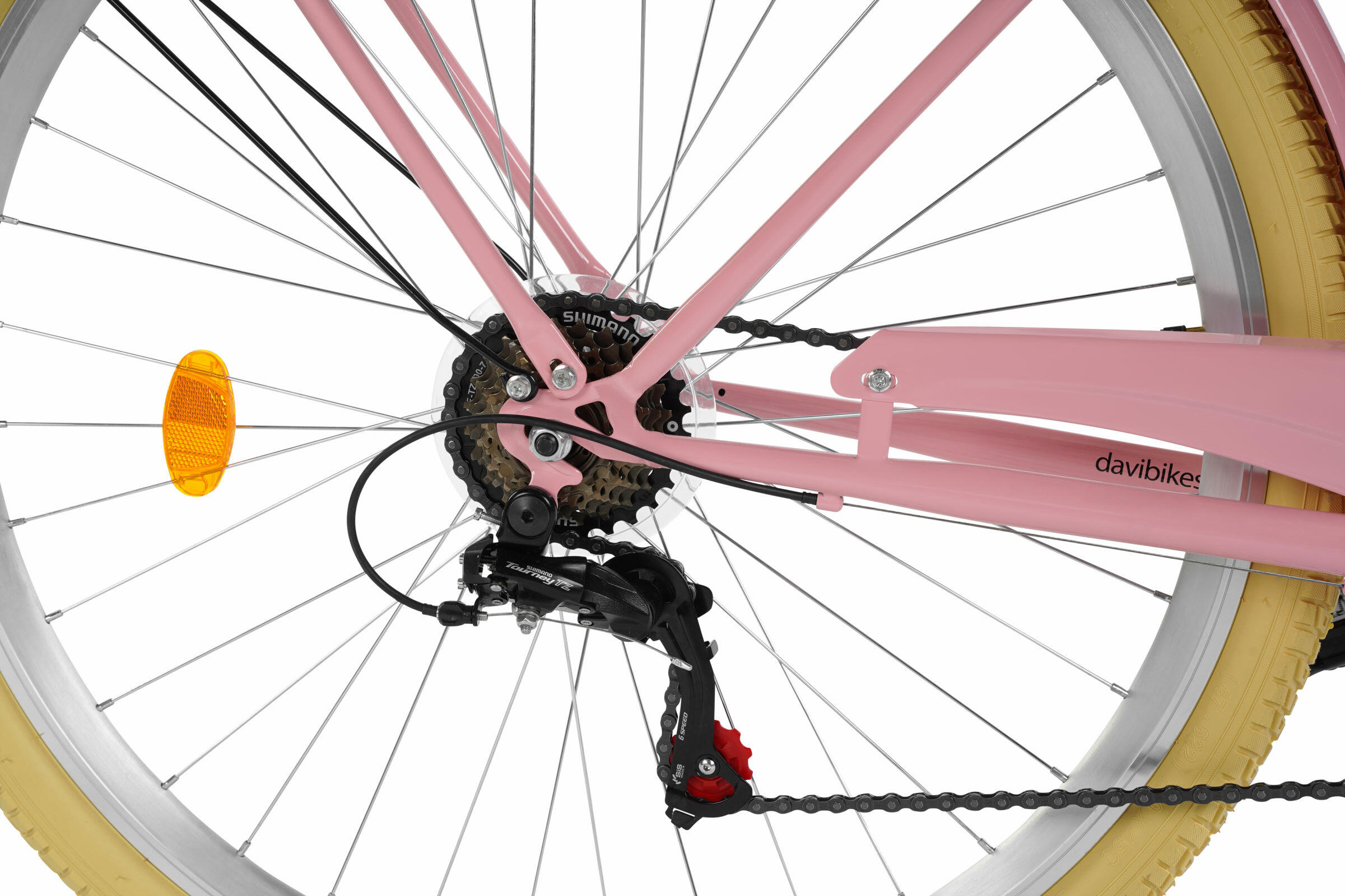 Bicicleta para mujer Davi Ella 28", 7 velocidades, 160-185 cm, Rosa/Crema 7/7