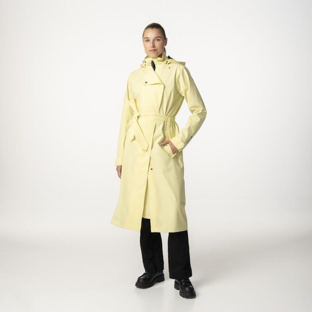 Dámska cyklistická bunda do dažďa dlhá nepremokavá Trench Coat zlatá XL