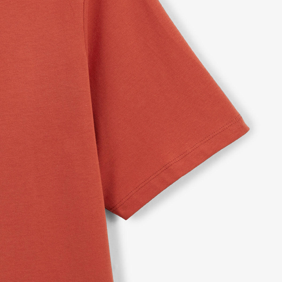T-shirt girocollo in cotone stampato sul retro color arancio ruggine 5/7
