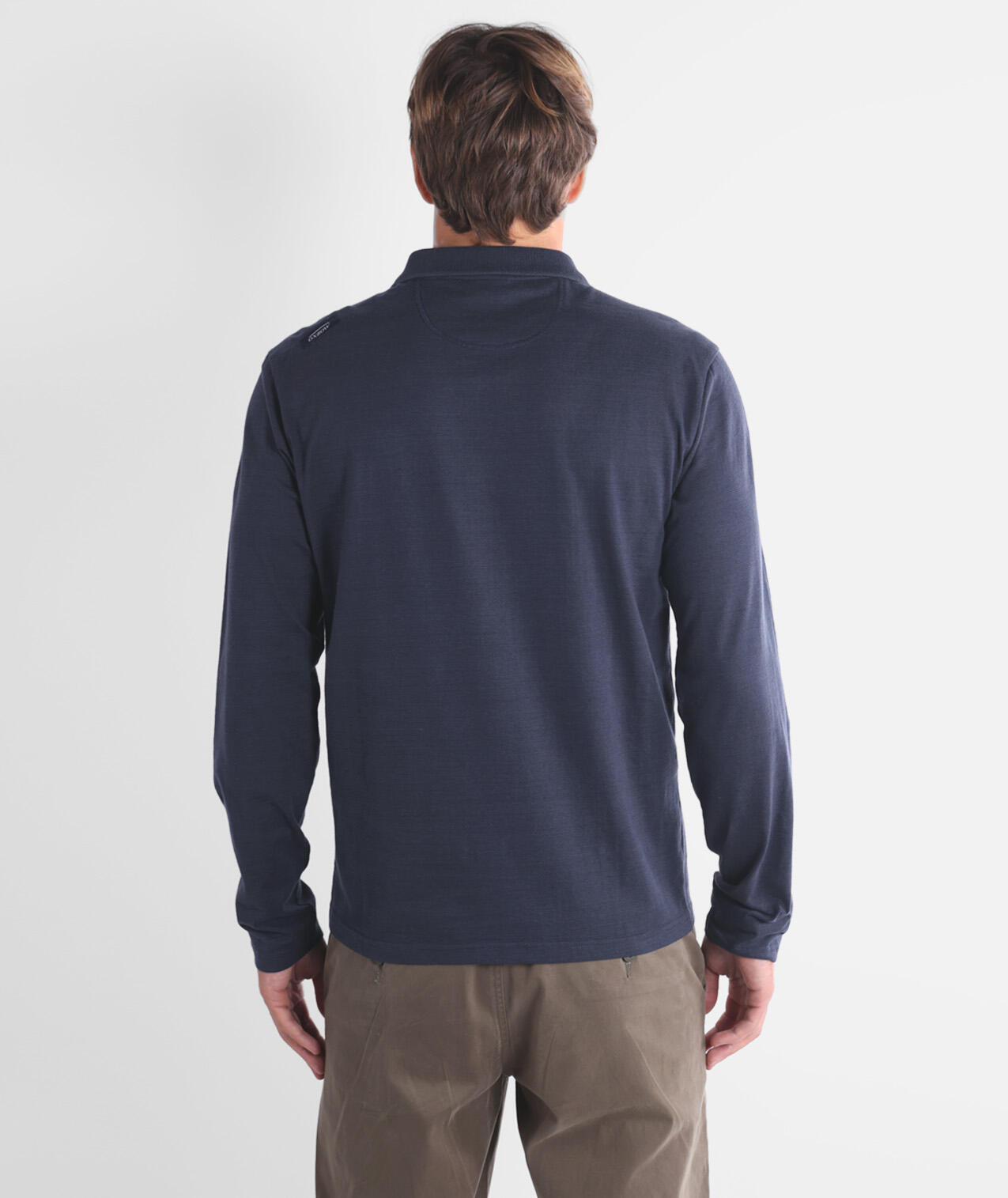 Gestructureerde polo met lange mouwen NAVAL 3/4