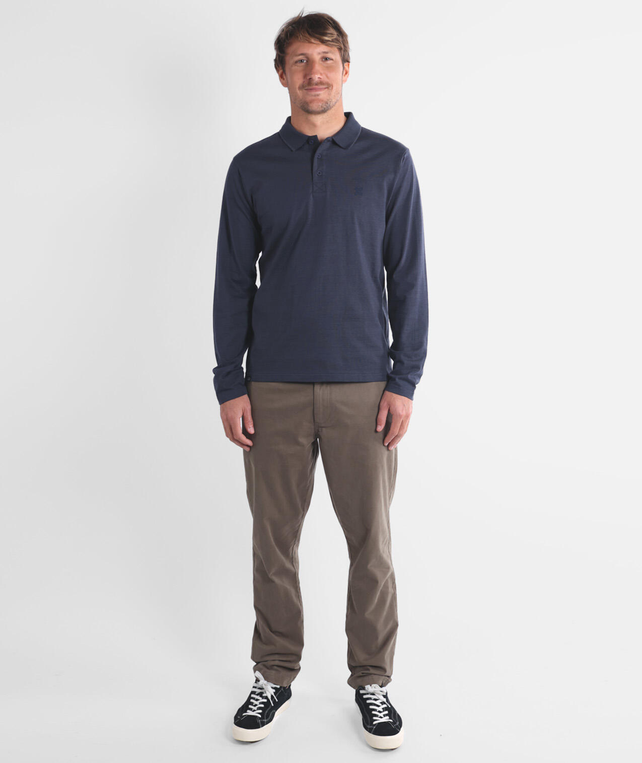 Gestructureerde polo met lange mouwen NAVAL 4/4