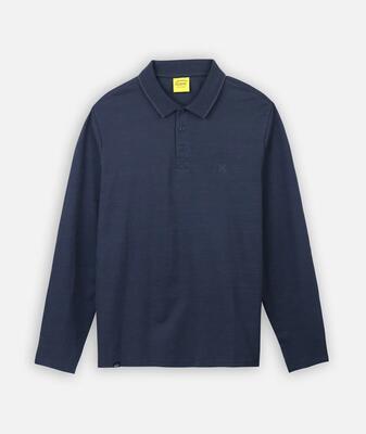 Gestructureerde polo met lange mouwen naval