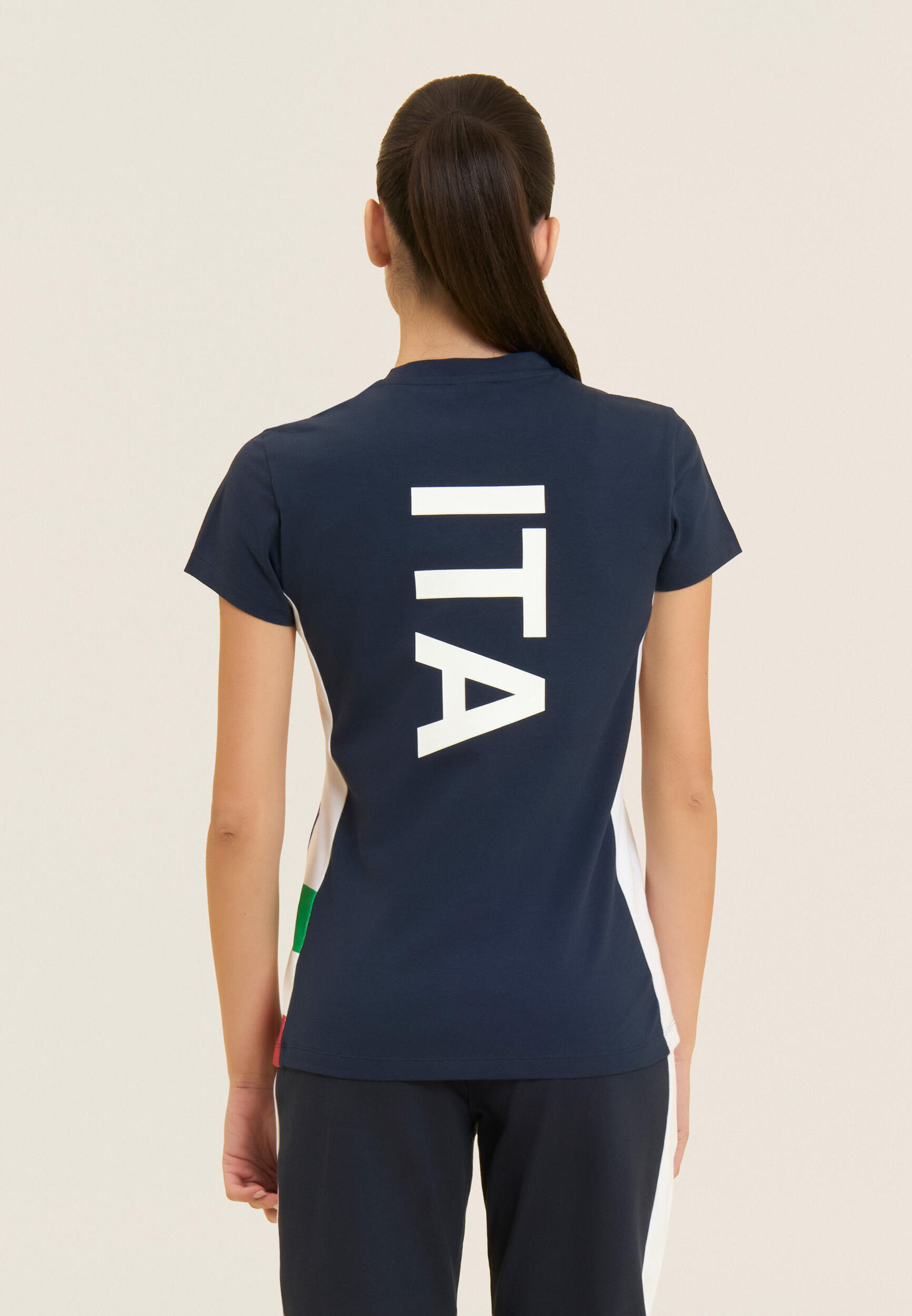 T-shirt Donna Italia FGI Blu in Jersey Elasticizzato 3/5