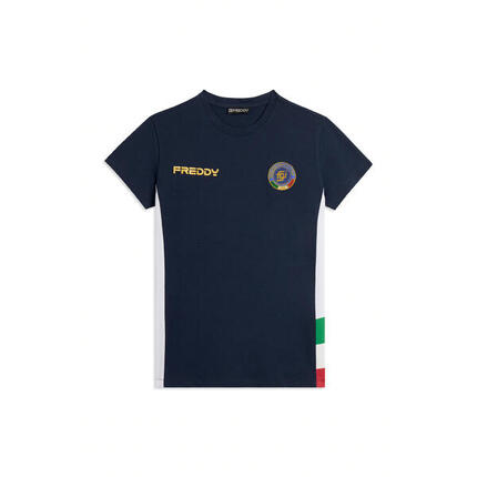 Camiseta azul para mujer en tejido de punto elástico FGI Italia