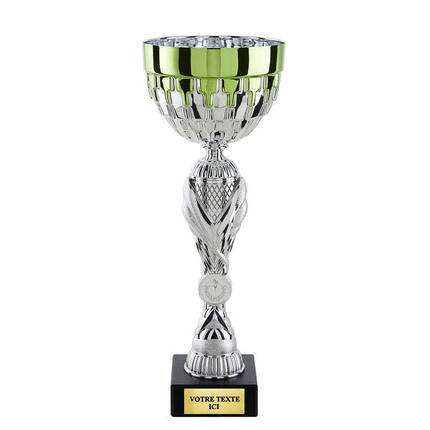 Coupe classique argent/vert(e) hauteur 39,5 cm diamètre 160 mm