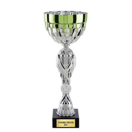 Coupe classique argent/vert(e) hauteur 39,5 cm diamètre 160 mm