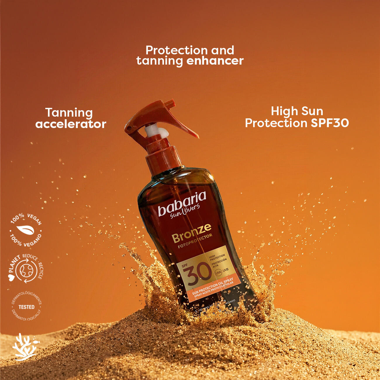 Babaria Bronze Spray Aceite Corporal SPF30 Coco, 200 ml 3/4