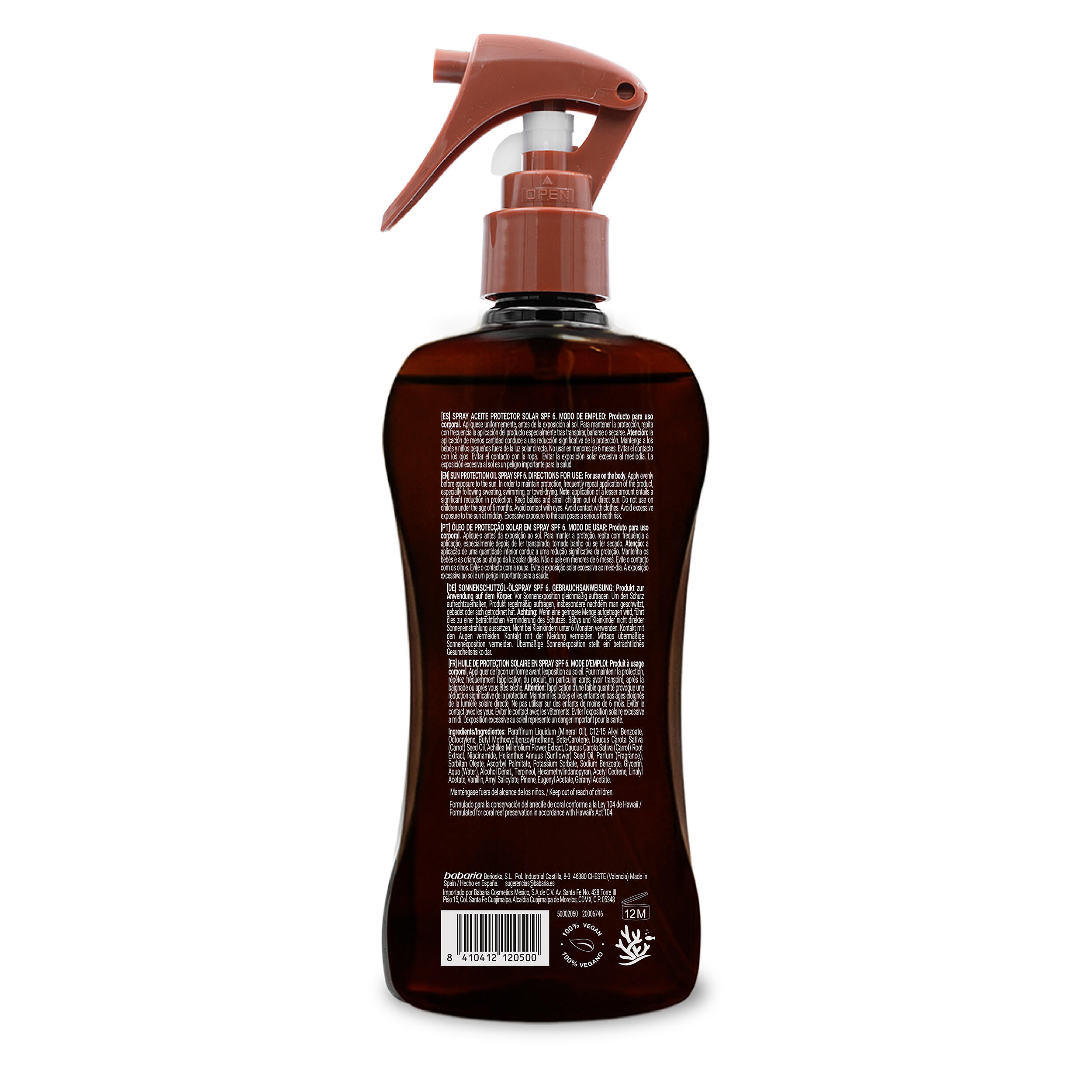 BABARIA Bronze Spray Aceite Protector Solar Zanahoria SPF6 200 ml 2/4