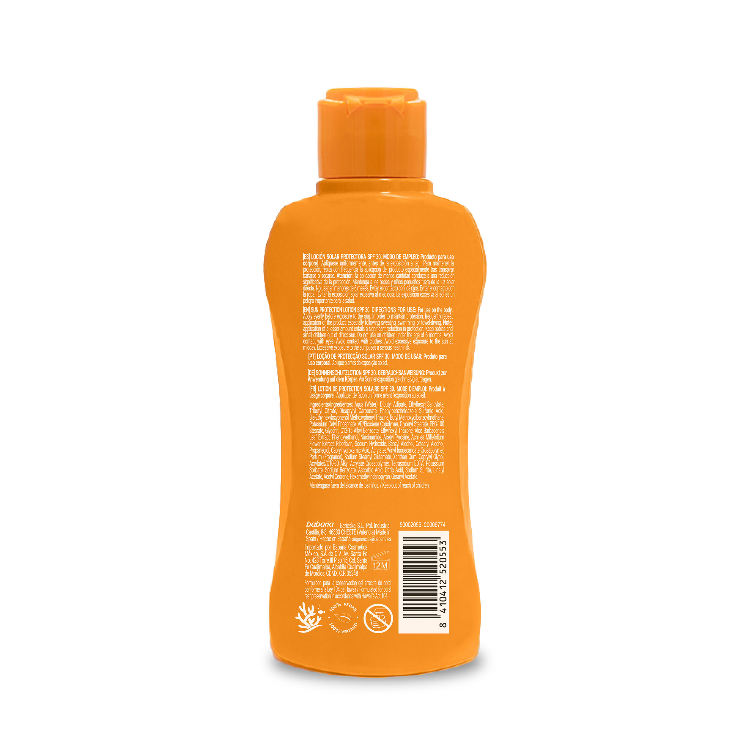 BABARIA Protector Solar Leche Bronze Aloe SPF30, Hidratante y Resistente al Agua 2/6