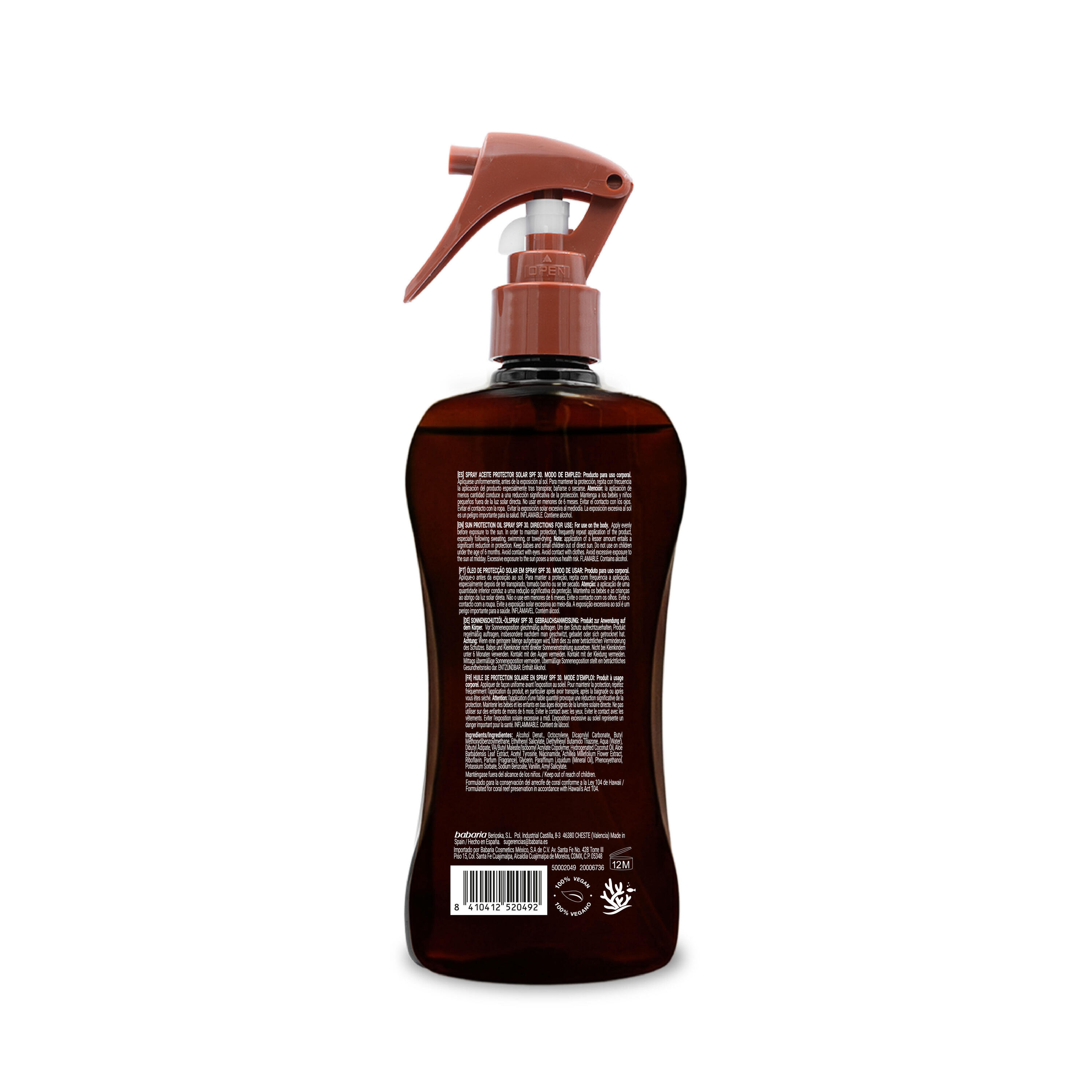 Babaria Bronze Spray Aceite Corporal SPF30 Coco, 200 ml 2/4
