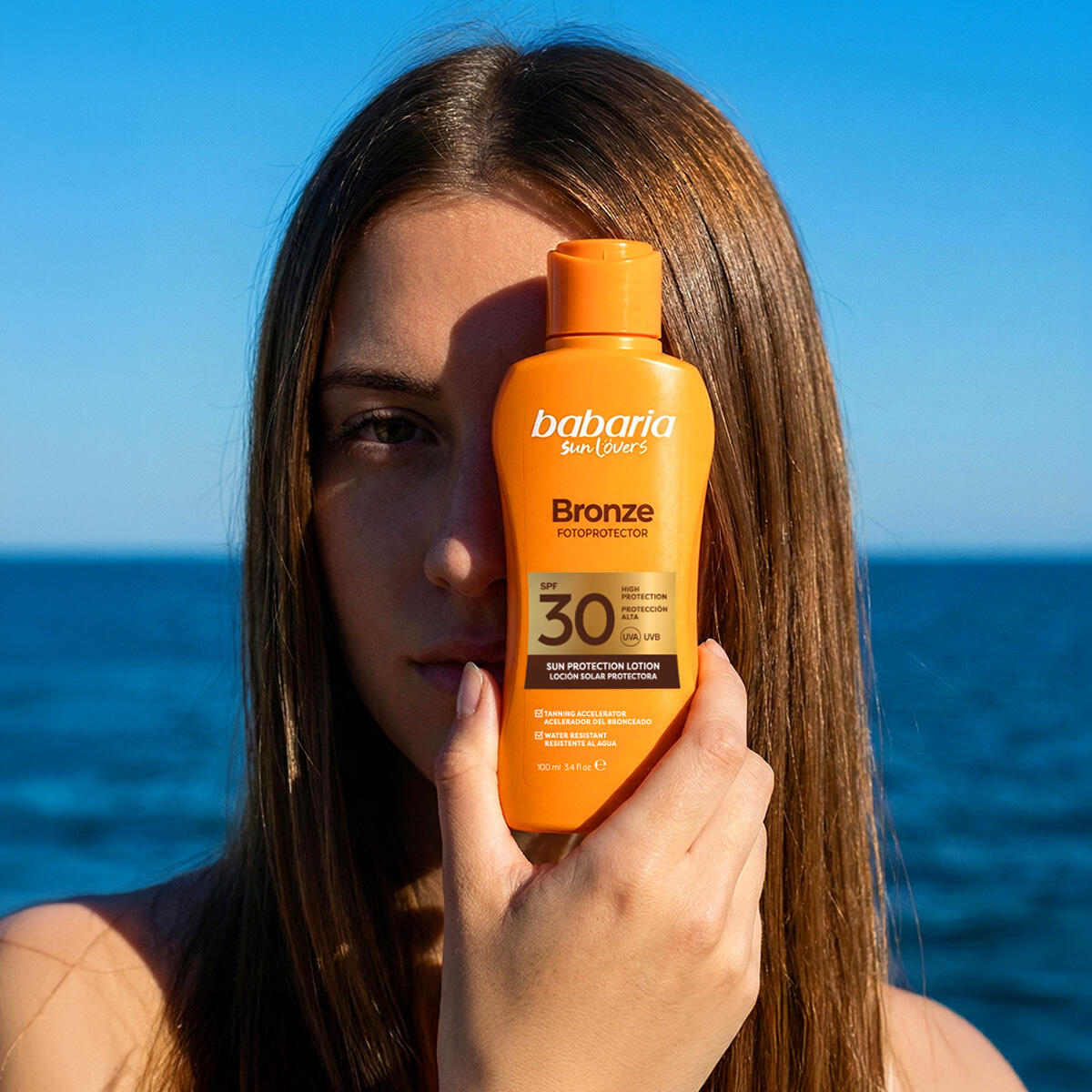 BABARIA Protector Solar Leche Bronze Aloe SPF30, Hidratante y Resistente al Agua 4/6