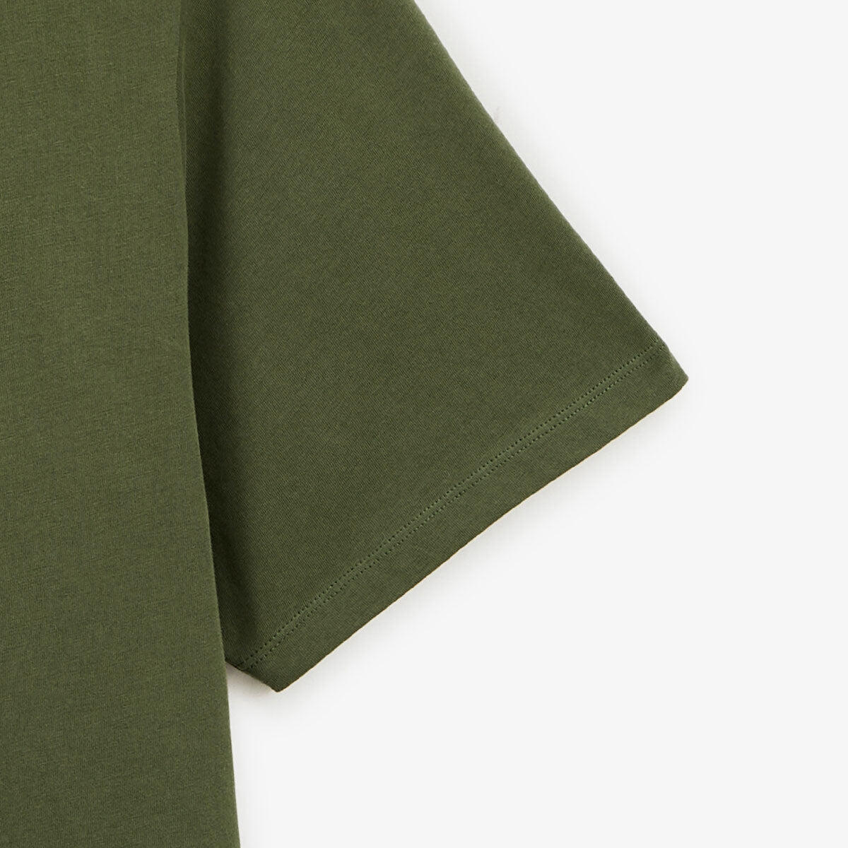 T-shirt girocollo in cotone con stampa sul petto verde militare 4/5