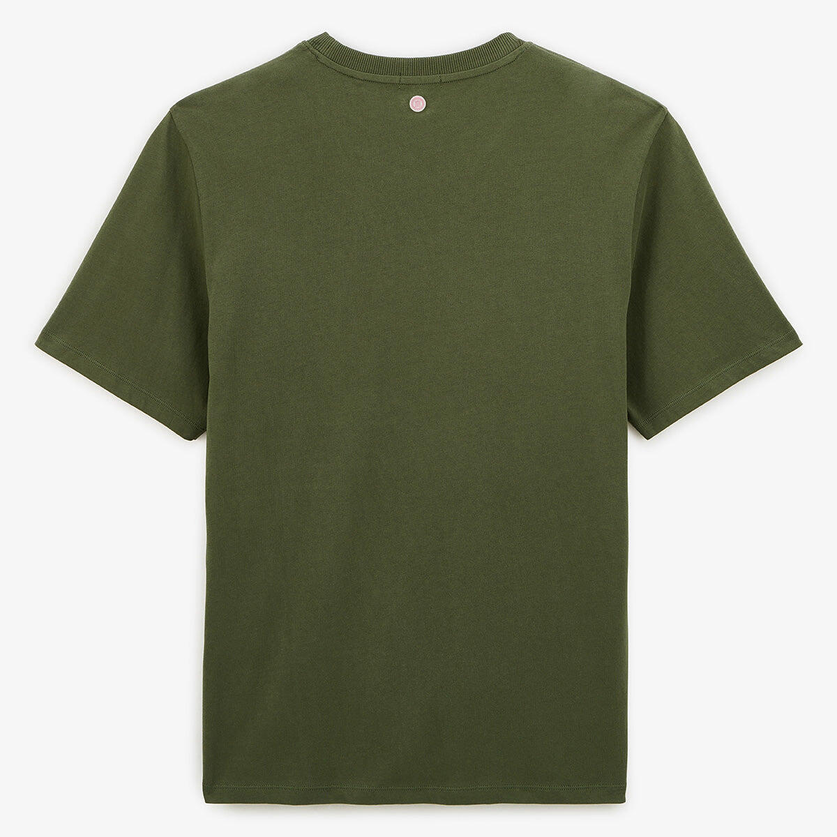 T-shirt girocollo in cotone con stampa sul petto verde militare 3/5