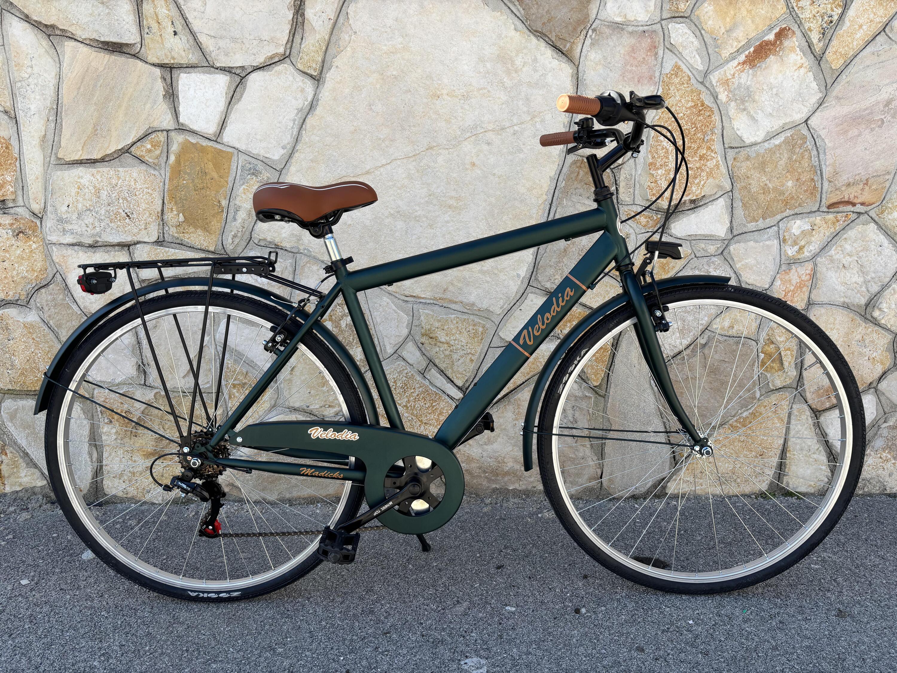 Bicicletta Uomo Passeggio Misura 28 Bici Da Città Con Cambio Verde Vintage Retrò 7/8