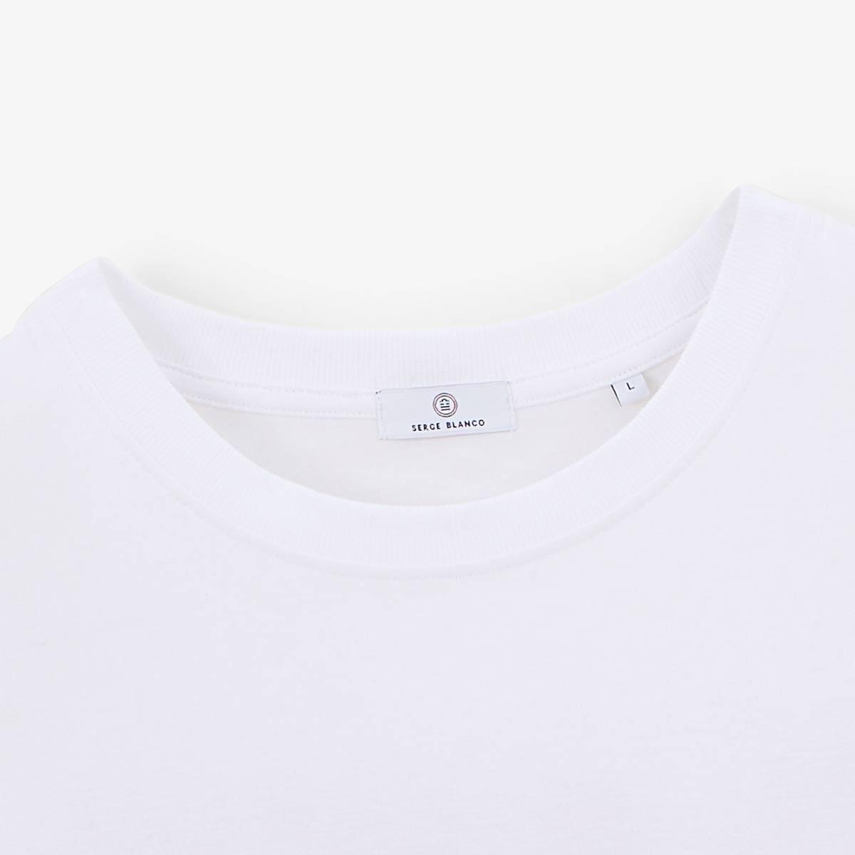 T-shirt de gola redonda branca em algodão estampado nas costas BLANCO BIARRITZ 5/6