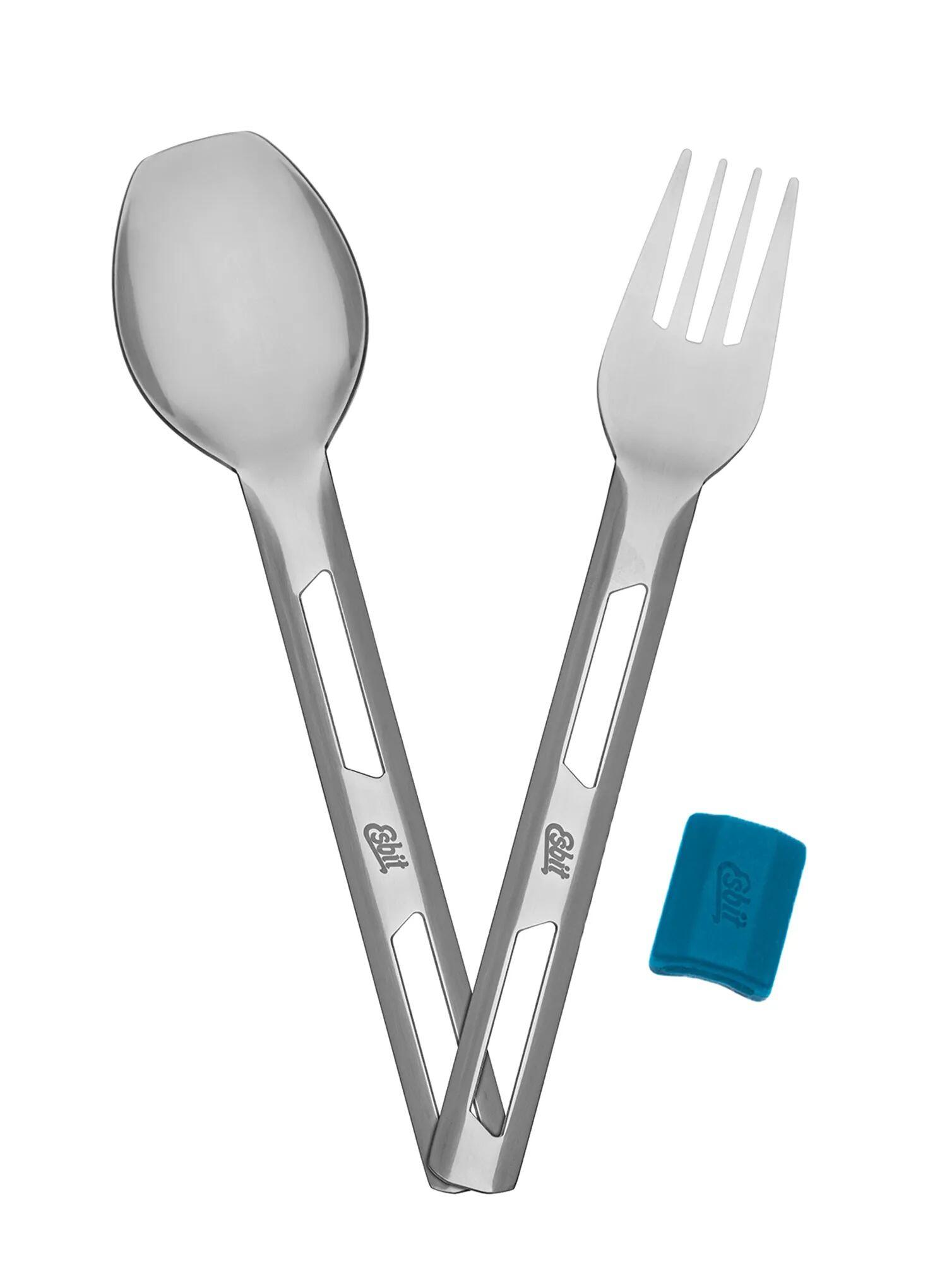 Sztućce turystyczne Esbit Cutlery Set Incl. Silicone Band L - polar blue 5/7