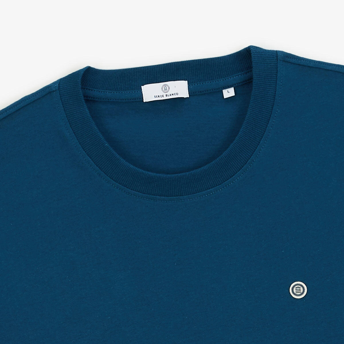T-shirt girocollo blu opale in cotone stampato sul retro BLANCO BIARRITZ 4/6