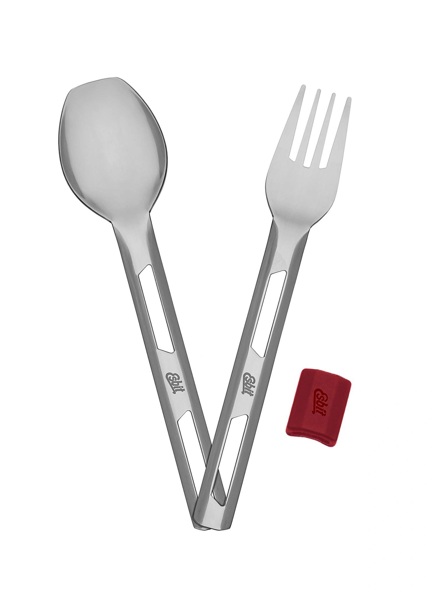 Sztućce turystyczne Esbit Cutlery Set Incl. Silicone Band L - burgundy 5/7