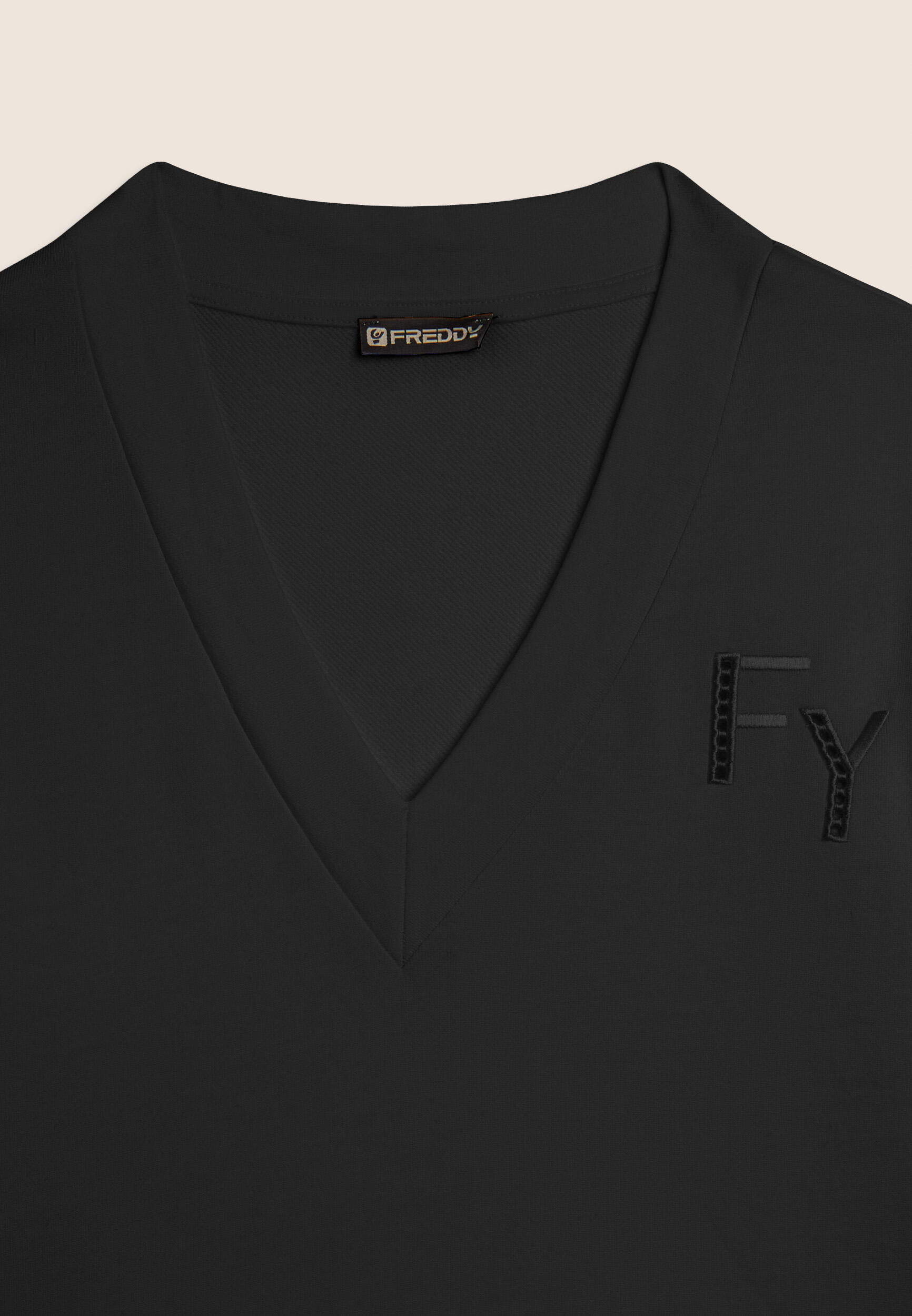 Sweat-shirt à col en V avec épaule tombante et détails brodés 3/3