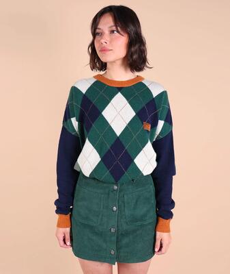 Oversized jacquard trui pine