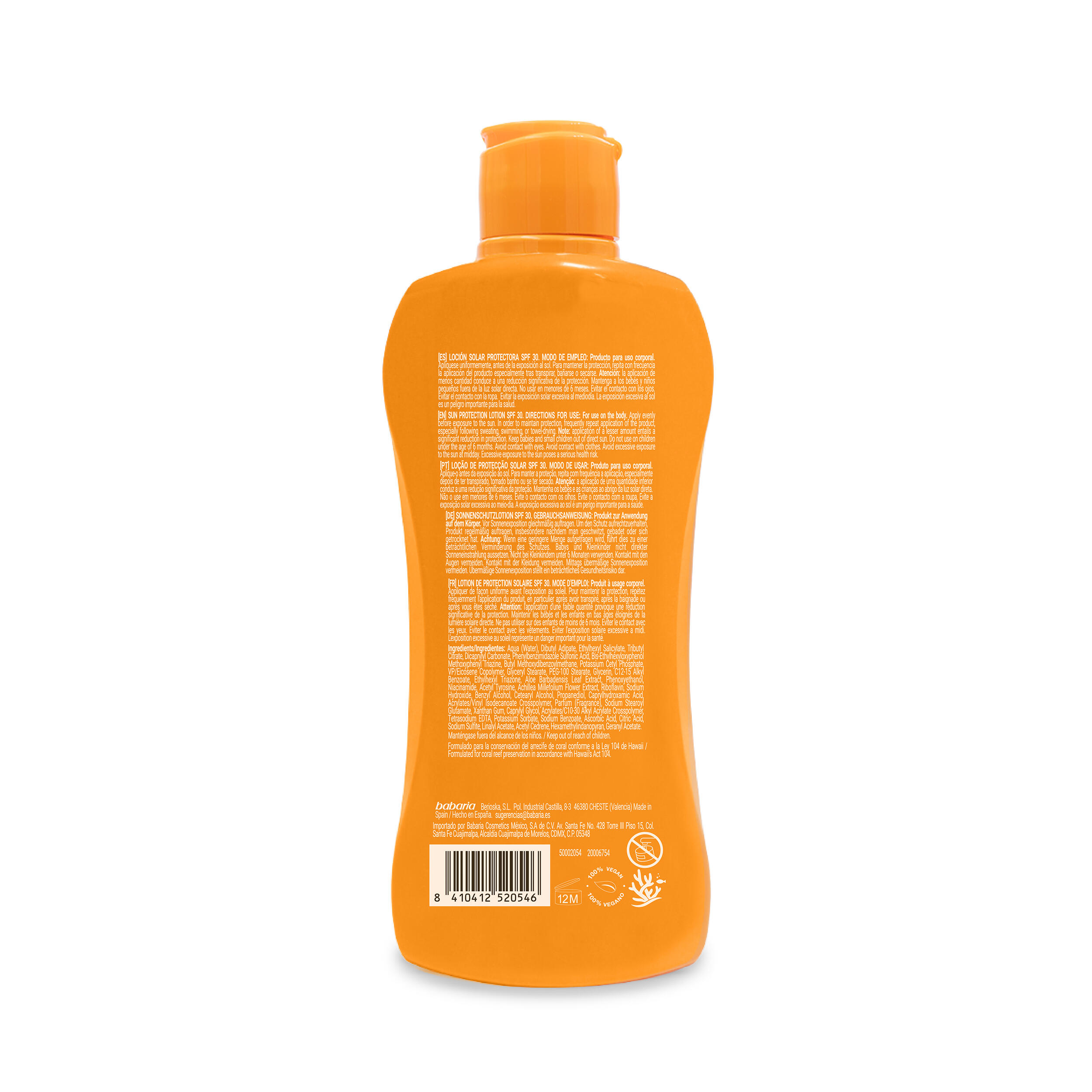 BABARIA Protector Solar Leche Bronze Aloe SPF30, Hidratante y Resistente al Agua 2/5