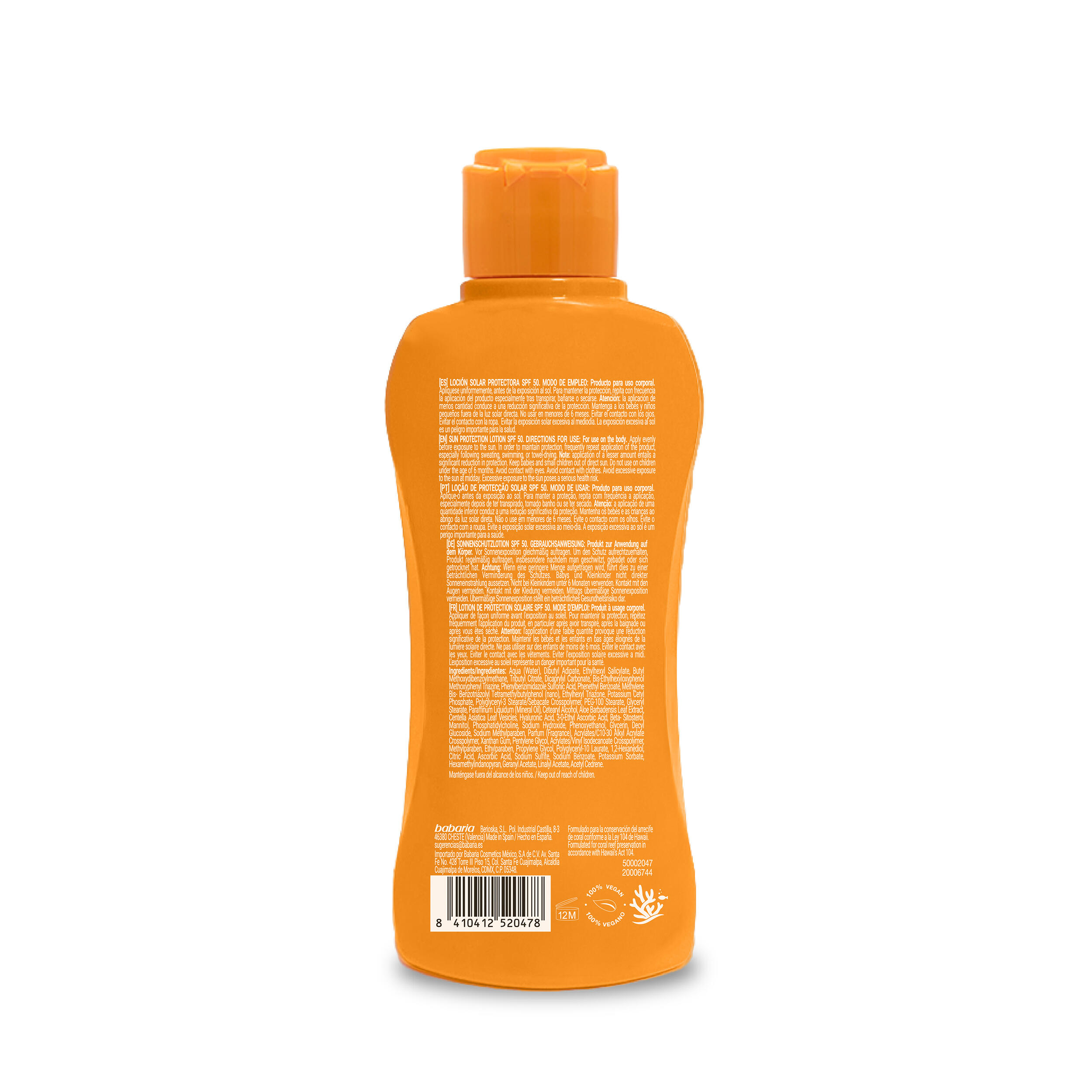 Babaria Hydra Leche Solar Aloe SPF50+ Hidratante y Resistente al Agua 2/7