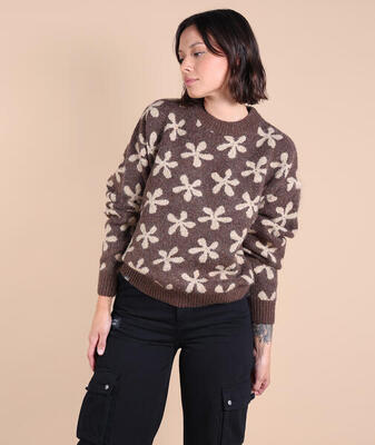 Jacquard trui met bloemenmotief pandora