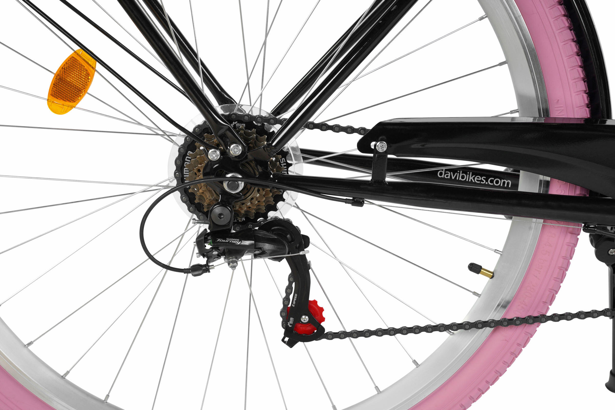Damesfiets Davi Ella 28", 7 versnellingen, 160-185 cm, Zwart/Roze 7/8