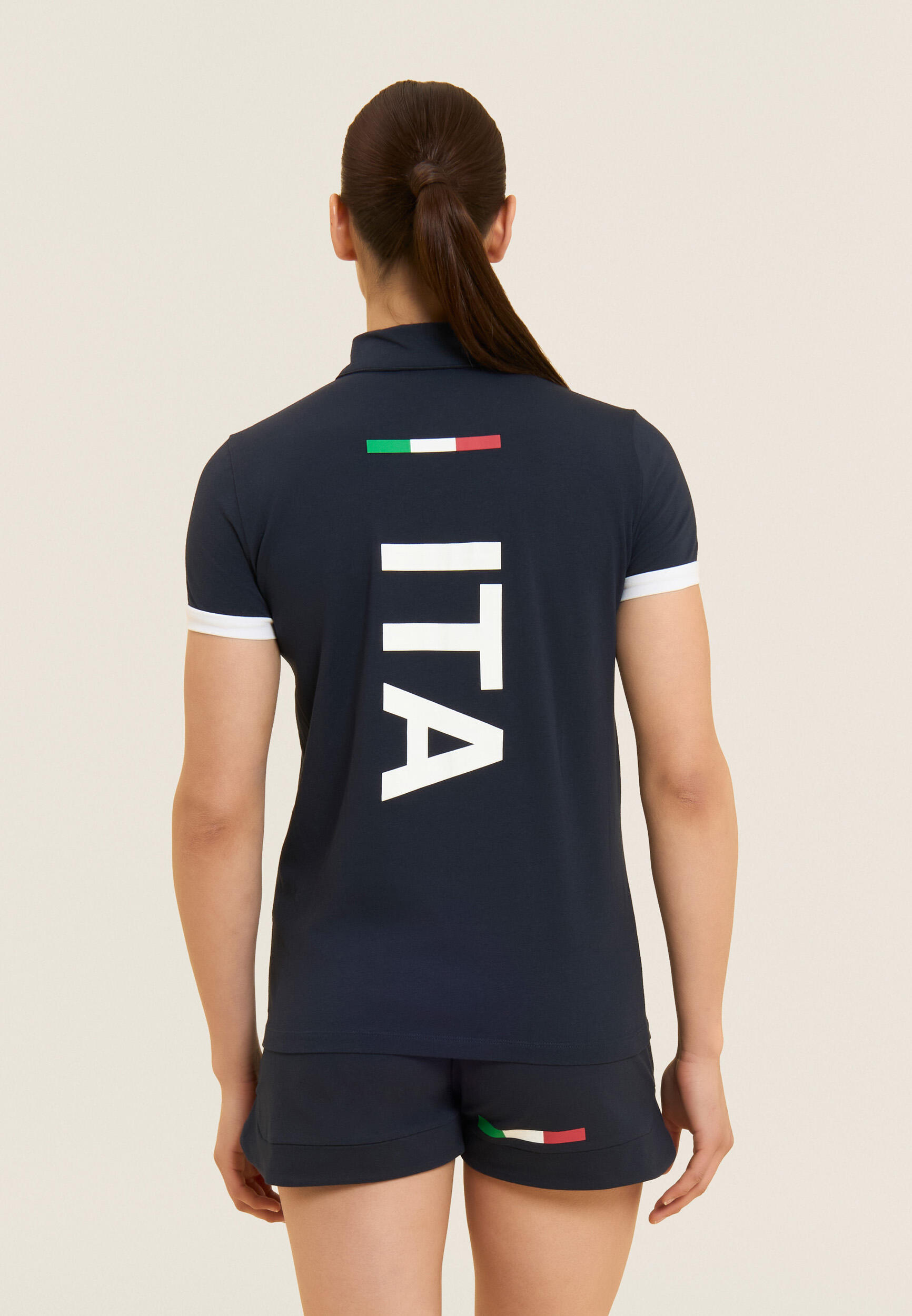Polo Donna Italia FGI in Jersey di Cotone Elasticizzato 3/5