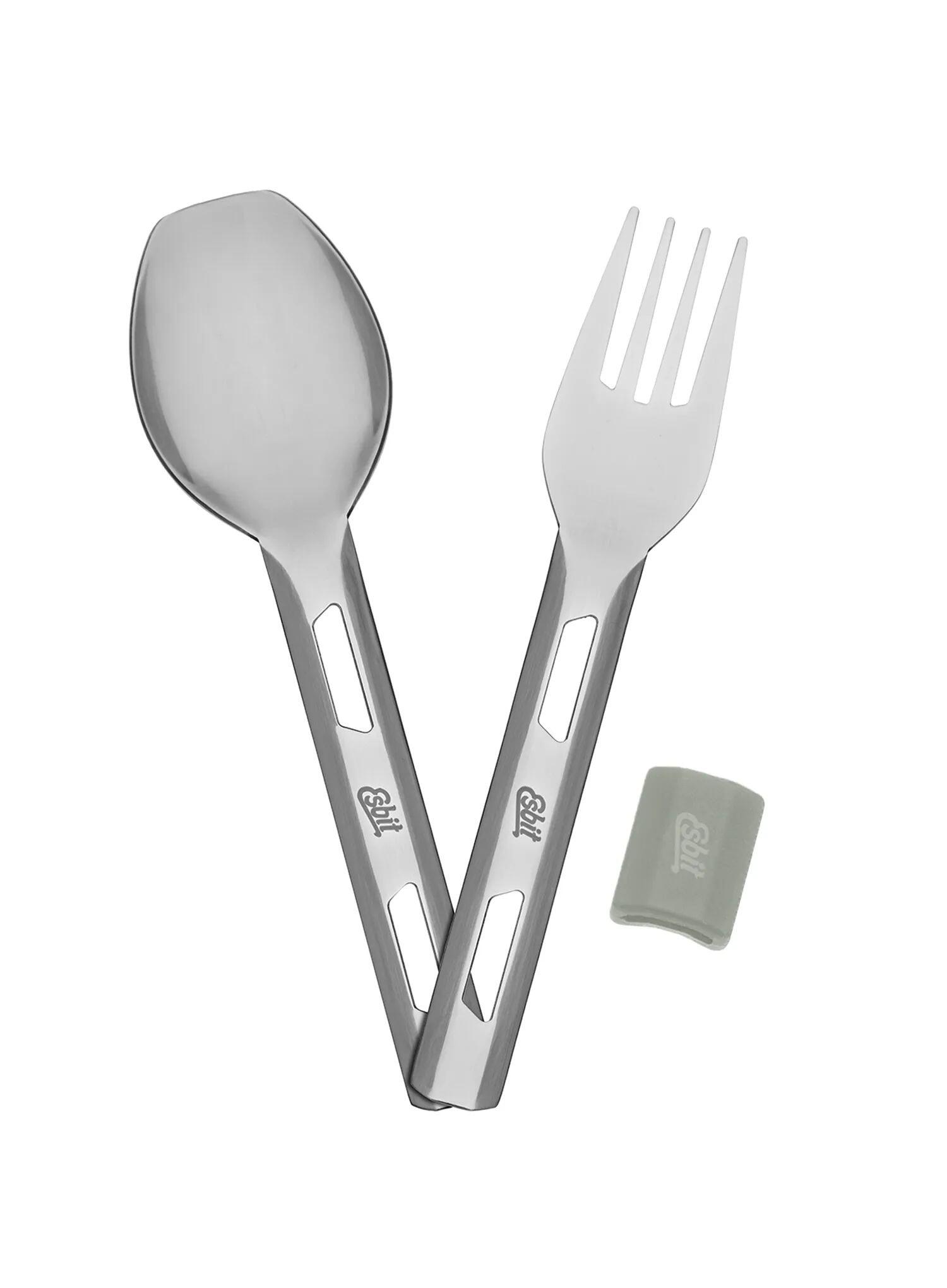Sztućce turystyczne Esbit Cutlery Set Incl. Silicone Band S - stone grey 5/7
