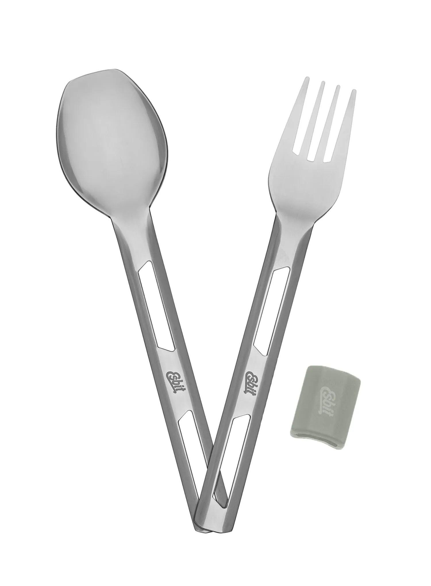 Sztućce turystyczne Esbit Cutlery Set Incl. Silicone Band L - stone grey 5/7