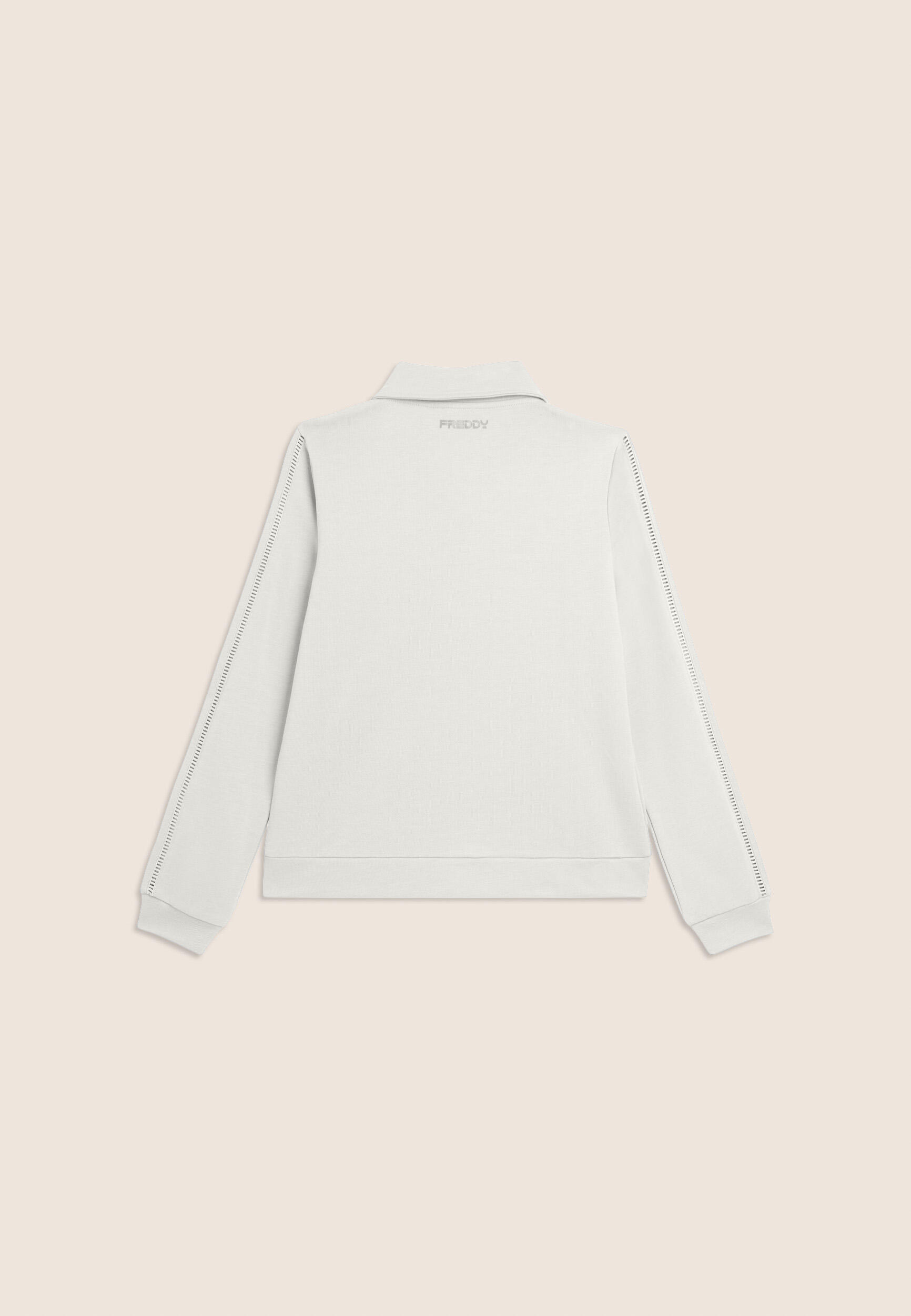 Felpa con Collo a Camicia, Zip e Dettagli Ricamati 2/3