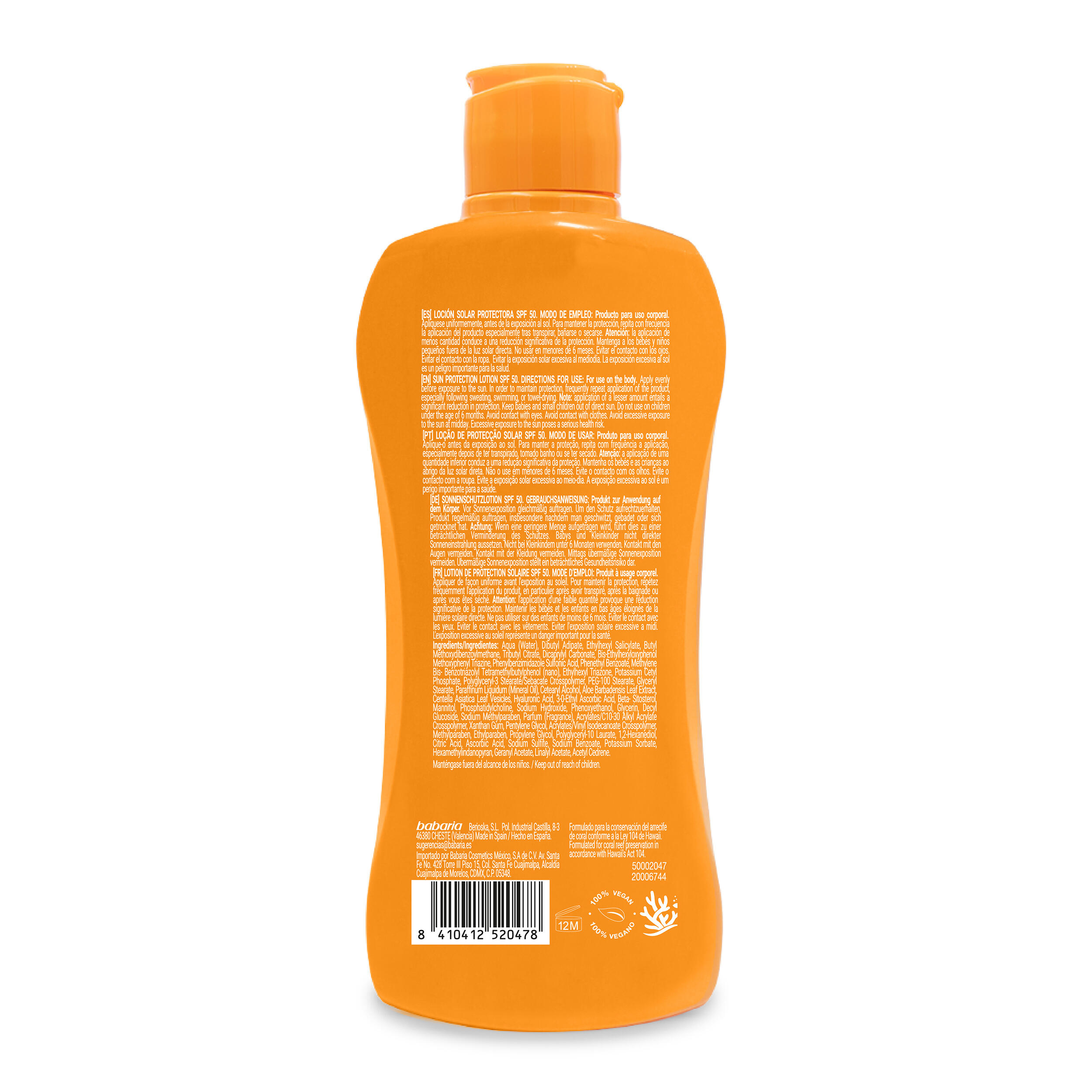 Babaria Hydra Leche Solar Aloe SPF50+ Hidratante y Resistente al Agua 2/7