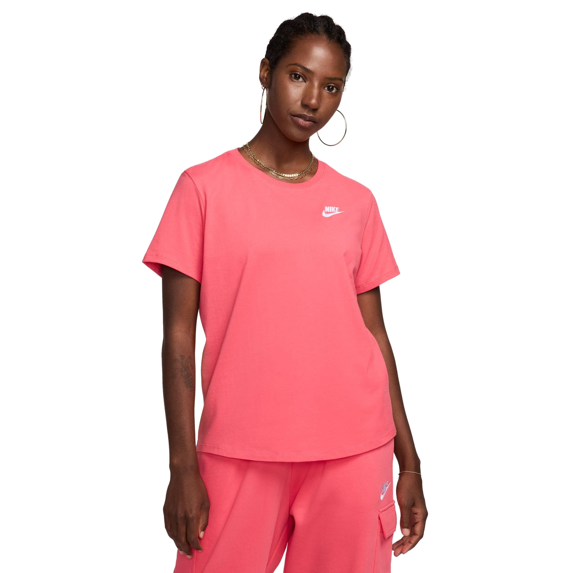 T-shirt donna nike club essentials - rosa 1/3